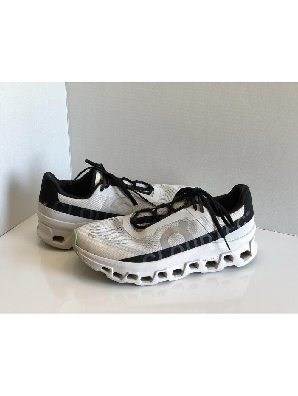 On Cloudmonster Road Running Shoes Men's 12 Frost White/Black Cloudtec Sneakers